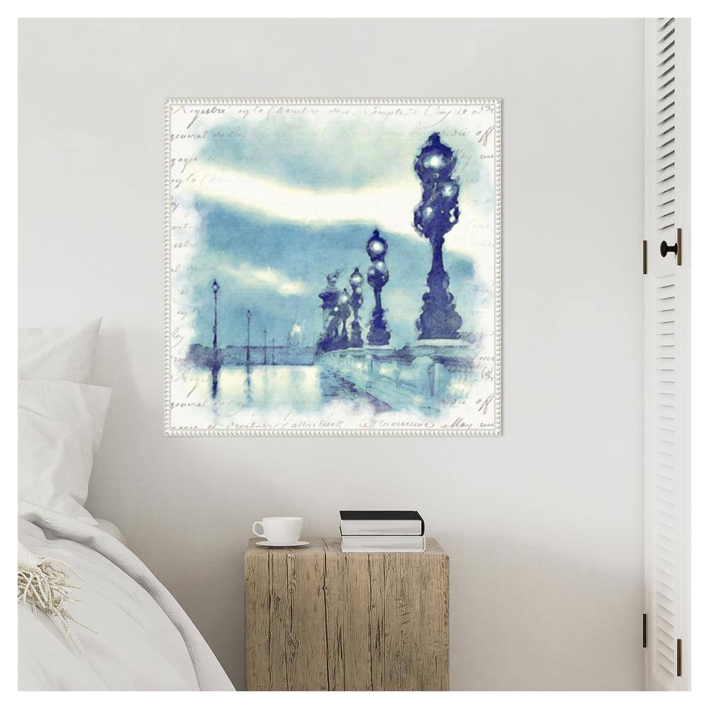 Paris in Blue II 30'' White Framed Canvas Wall Art