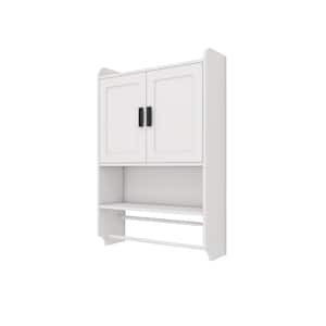 21 in. W x 7 in. D x 32 in. H White Bathroom Storage Wall Cabinet, Over The Toilet Storage Cabinet with Towel Bar