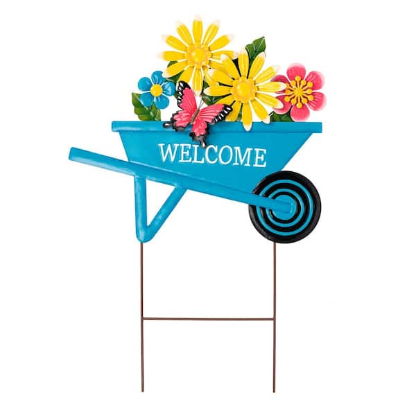 30 in.H Metal Spring Garden Cart Yardstake or Wall Décor