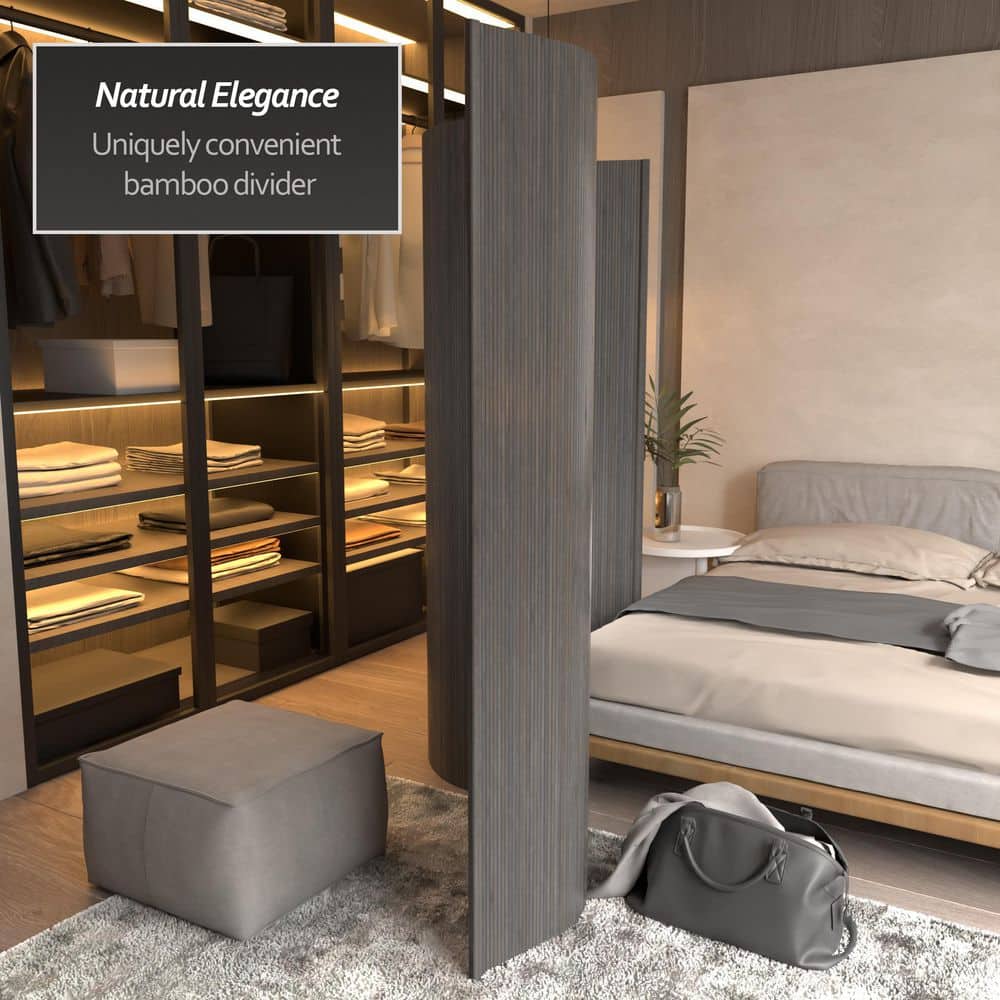 Gray Bamboo Wave 72.25" Room Divider Screen