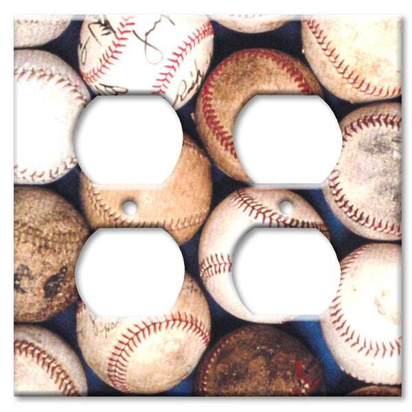 Art Plates Baseballs - Double Outlet Cover