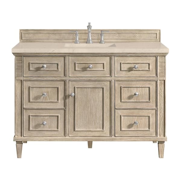 James Martin Vanities Lorelai 48.0 in. W x 23.5 in. D x 34.06 in. H Single Bathroom Vanity in Whitewashed Oak with Eternal Marfil Top