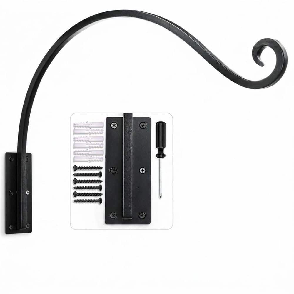 22-Inch Steel Hanging Plant Bracket Hook with Heavy Duty Outdoor Wall Mount, Bird Feeder Planter Features, 1 Pack