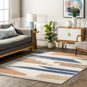 Alessia Abstract Keys Beige 5 ft. x 7 ft. 5 in. Modern Area Rug