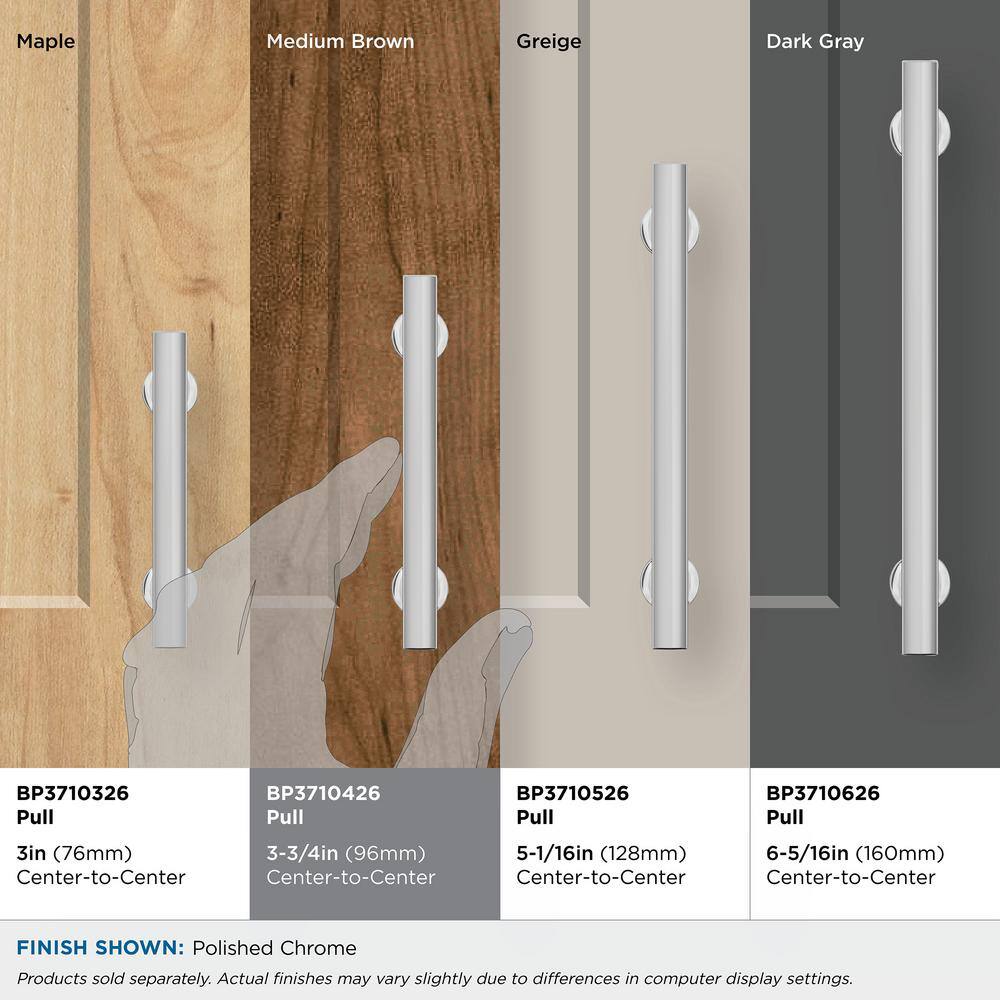 Polished Chrome 3-3/4 Inch Modern Cabinet Pull