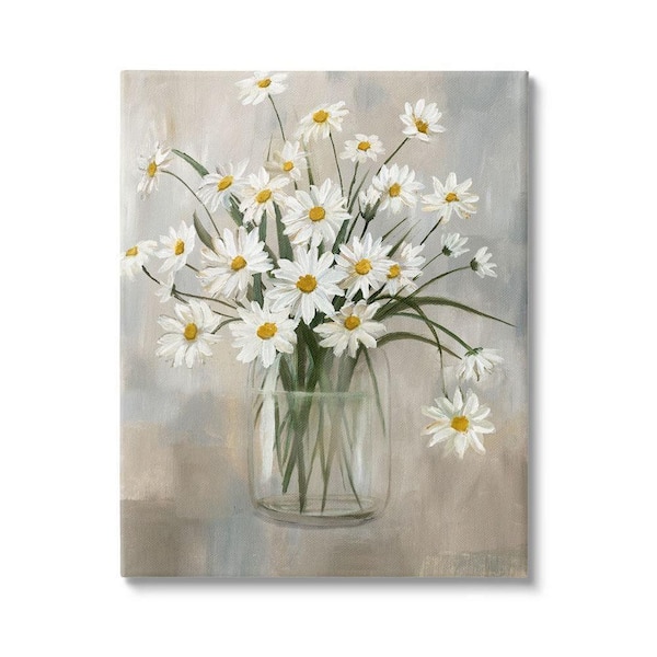 Daisy Bloom Bouquet Potted Flowers Abstract Pattern by Nan Unframed Nature Art Print 30 in. x 24 in.