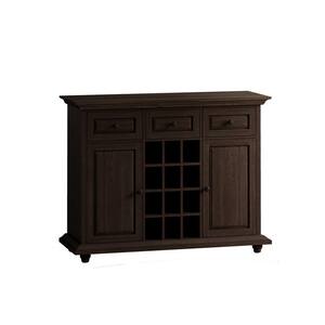 Farmhouse Brown Bar Cabinet with 2-Doors and 3-Drawers Buffet Cabinet with 12-Grid Wine Rack Wine Storage Cabinet