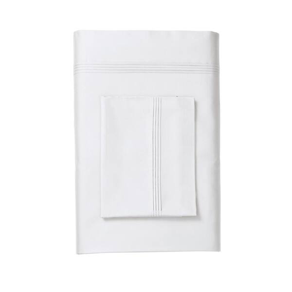 The Company Store Legends White Solid 600-Thread Count Egyptian Cotton Sateen Queen Flat Sheet