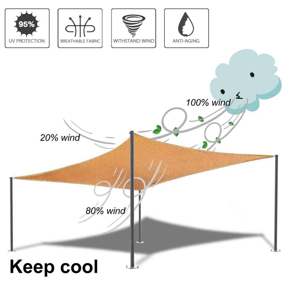 6' x 8' Brown HDPE Rectangle Sun Shade Sail Canopy