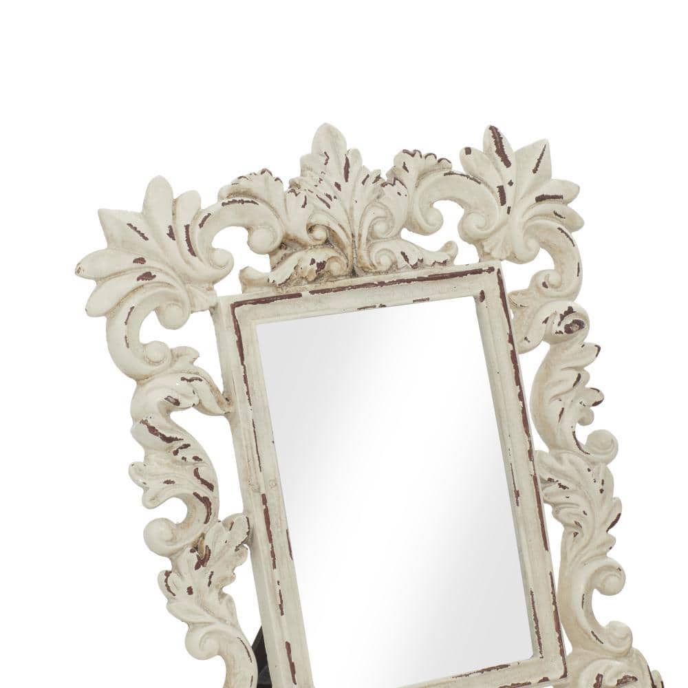 Distressed White Polystone Scrollwork Photo Frames Set of 3