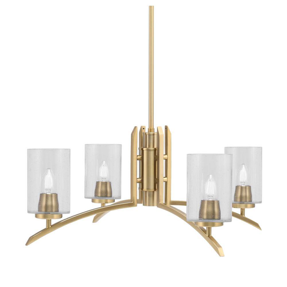 Siena 26 in. 4-Light New Age Brass Chandelier with 4 in. Clear Bubble Glass