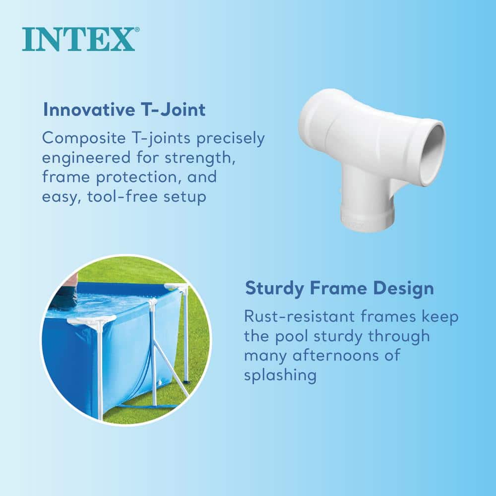 Intex 9.8' Blue Rectangular Frame Above Ground Pool