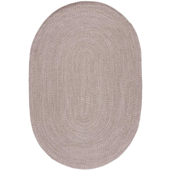 SAFAVIEH Braided Ivory Beige 4 ft. x 6 ft. Solid Oval Area Rug