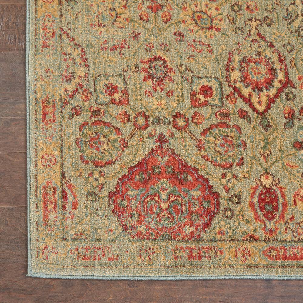 Light Green Wool and Viscose Handmade Rectangular Rug