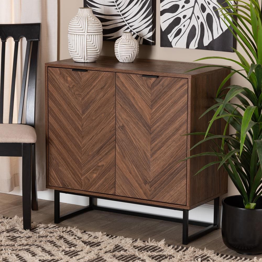 Sadia 31.5'' Walnut Brown Wood Storage Cabinet with Adjustable Shelving