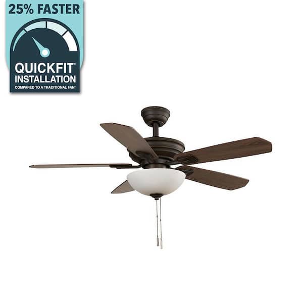 Wellston II 44 in. Indoor LED Bronze Dry Rated Downrod Ceiling Fan with Light Kit and 5 Reversible Blades