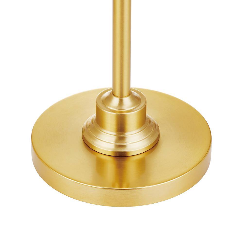 Antique Brass Adjustable Floor Lamp with White Linen Shade