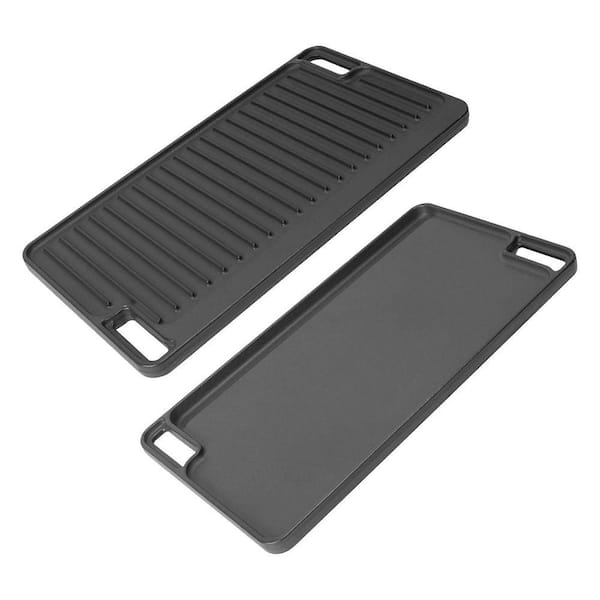 16.75 in. Pre-Seasoned Cast Iron Reversible Nonstick Skillet Griddle Pan for Gas Stove Grill Oven in Black, 1-Pack
