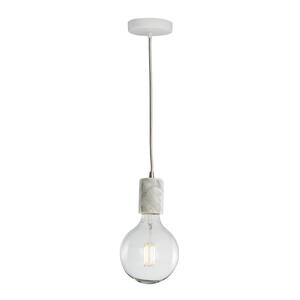 1-Light White Natural Marble Pendant Socket and Canopy with LED 7W G40 Filament Light Bulb
