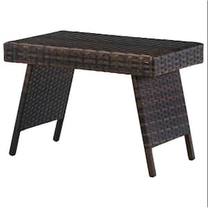 23.6 in. Folding Wicker Outdoor Side Table