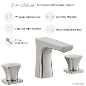 Monaco 8 in. Widespread Double-Handle Bathroom Faucet in Brushed Nickel