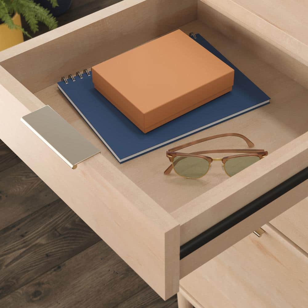 Clifford Natural Maple Executive Desk with Keyboard Tray and Filing Cabinet