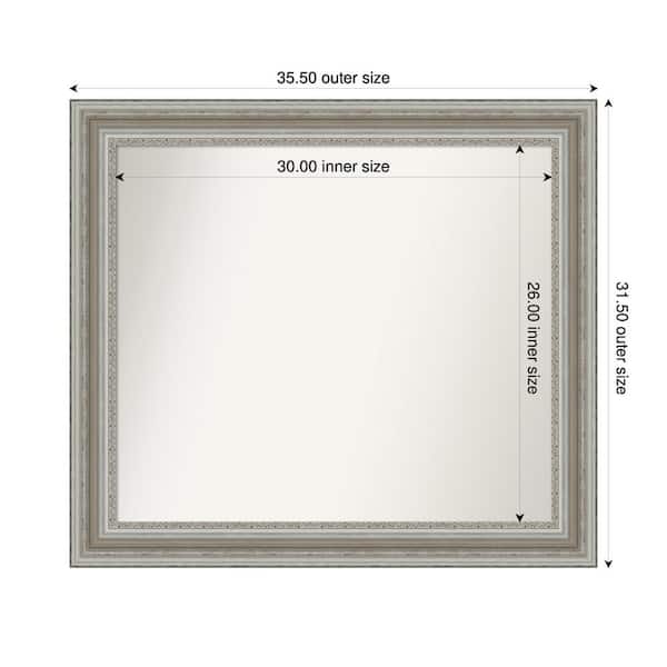 Amanti Art Parlor Silver 35.5 in. x 31.5 in. Custom Non-Beveled Recycled Polystyrene Framed Bathroom Vanity Wall Mirror