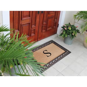 A1HC First Impression Classic Paisley Border 30 in. x 48 in. Rubber and Coir Double Monogrammed S Door Mat