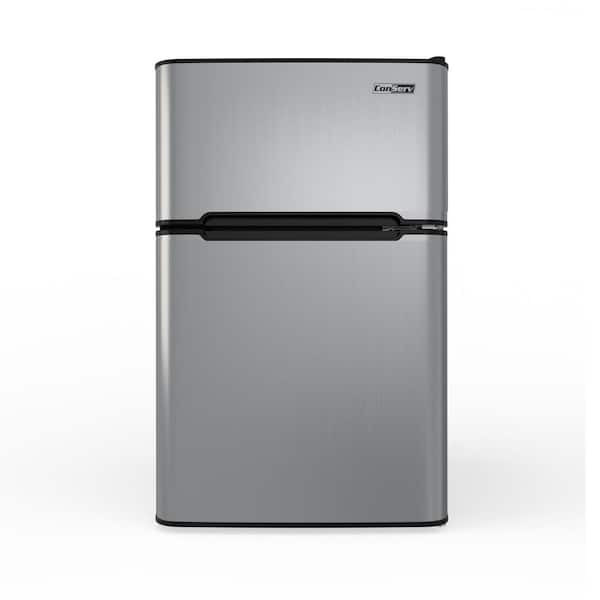 19 in. 3.2 cu. ft. 110V Compact 2-Door Mini Refrigerator in Stainless with Reversible Door
