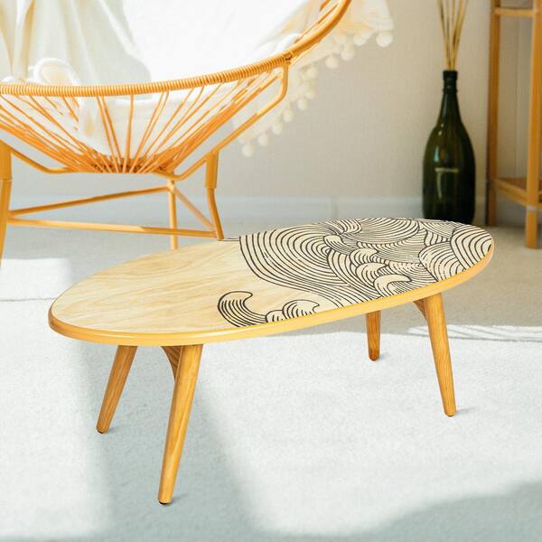 Storied Home Malibu 47.1 in. Multicolor Sea Waves Oval Wood  