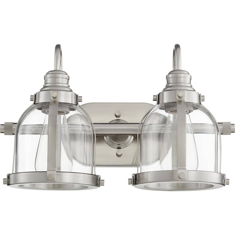 Denny Soft Contemporary, 26 in. Width in. 2-Lights, Satin Nickel Finish, Vanity Light with Seeded Glass Shades. price history on PriceWatchPro
