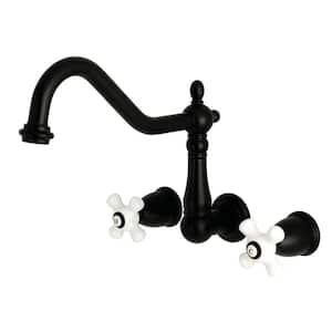 Heritage 2-Handle Wall Mount Kitchen Faucet in Matte Black