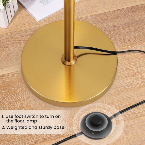 KAISITE 64 in. Gold 2-Light Modern Standard Floor Lamp With Metal