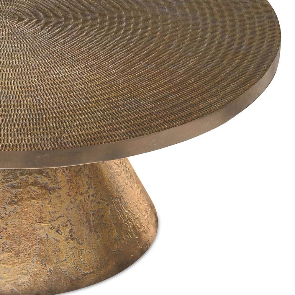 Michelle Vintage Brass Round Cast Aluminum Coffee Table