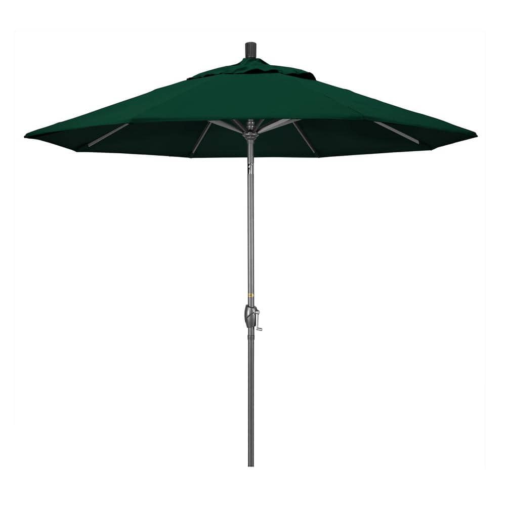 9 ft. Hammertone Grey Aluminum Market Patio Umbrella with Push Button Tilt Crank Lift in Hunter Green Olefin price history on PriceWatchPro