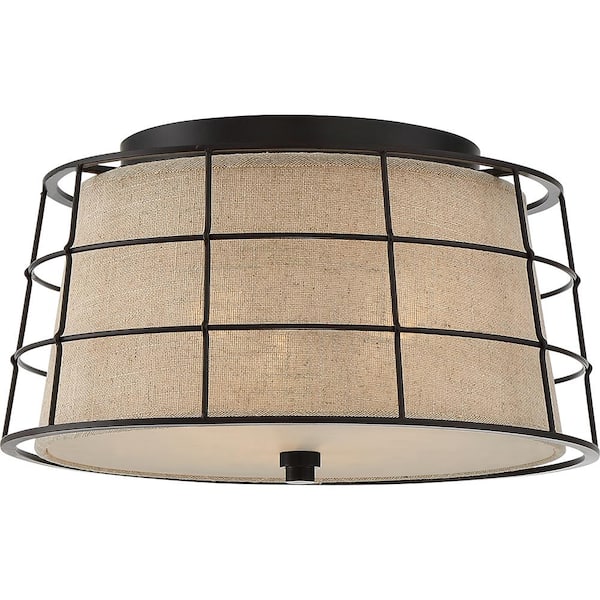 Landings 16 in. 3-Light Mottled Cocoa Flush Mount