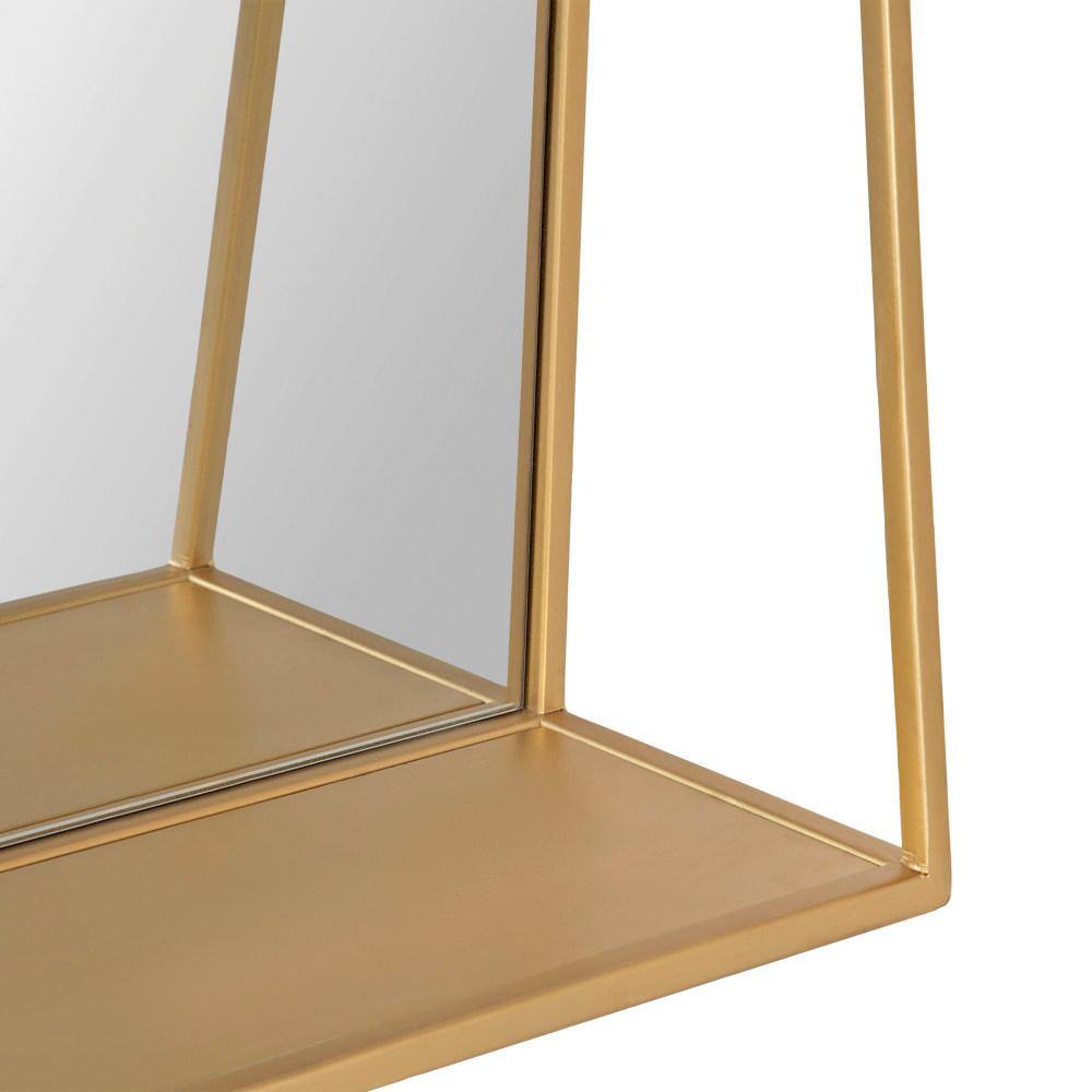 Lintz 24" Glam Gold Rectangular Mirror with Storage Shelf