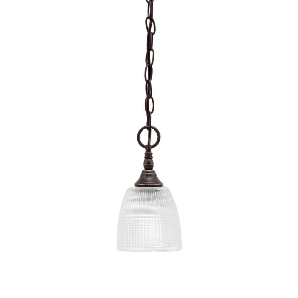 Elva 100-Watt 1_light Dark Granite Shaded Pendant Light with 5 in. Clear Ri