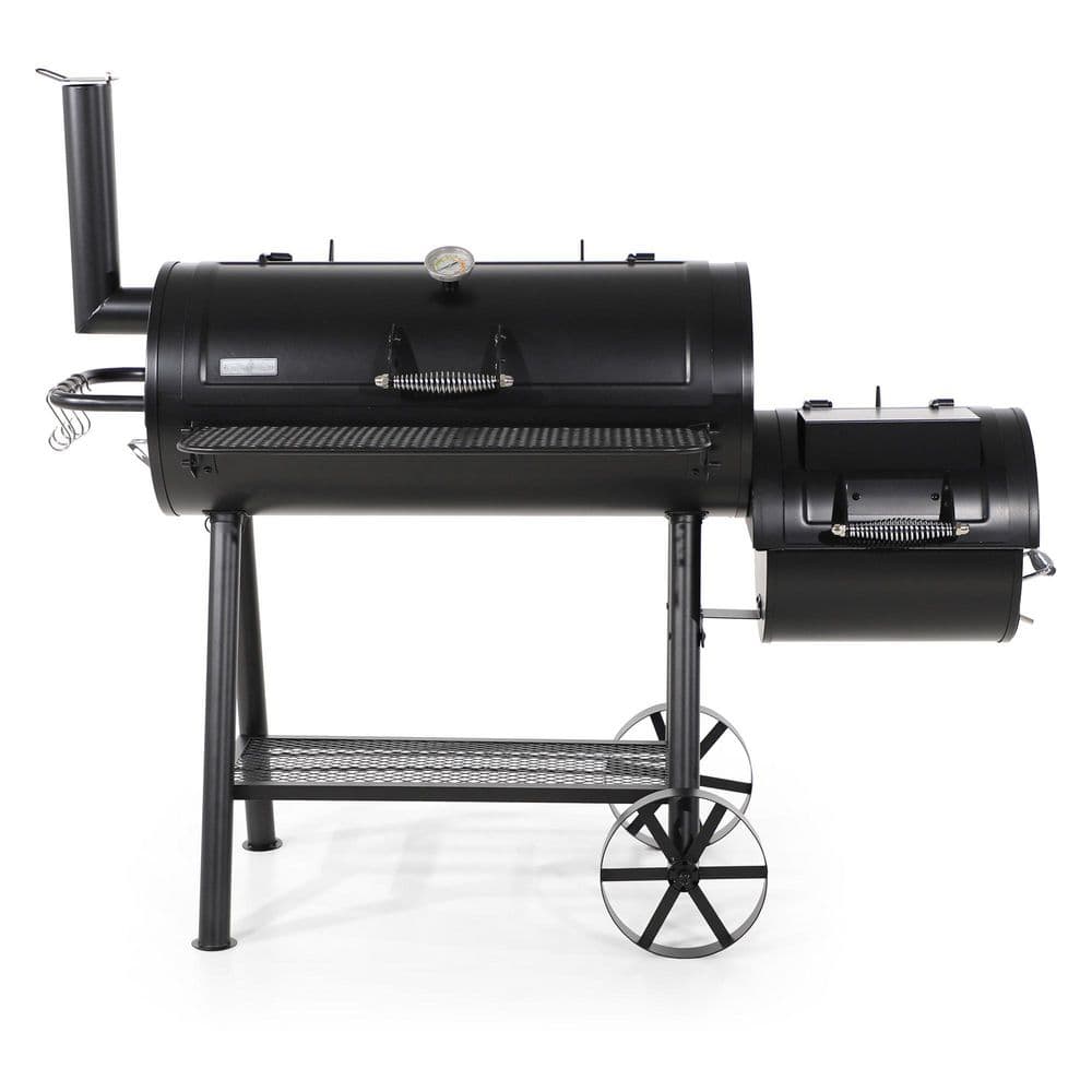 SUGIFT Heavy-Duty Charcoal Grill Offset Smoker with Cover in Black