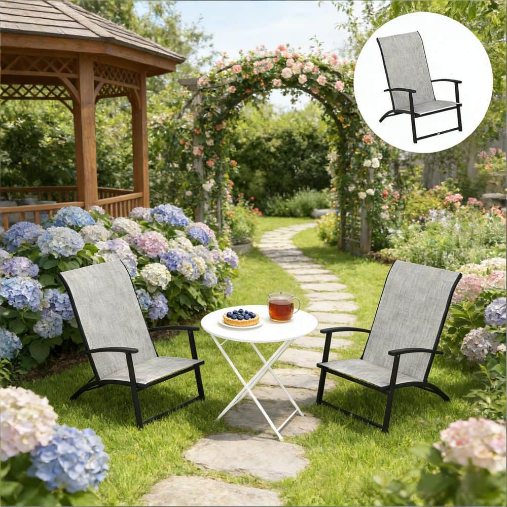 Gray Powder-Coated Folding Breathable Mesh Outdoor Dining Chair Set of 2 durable construction price history on PriceWatchPro