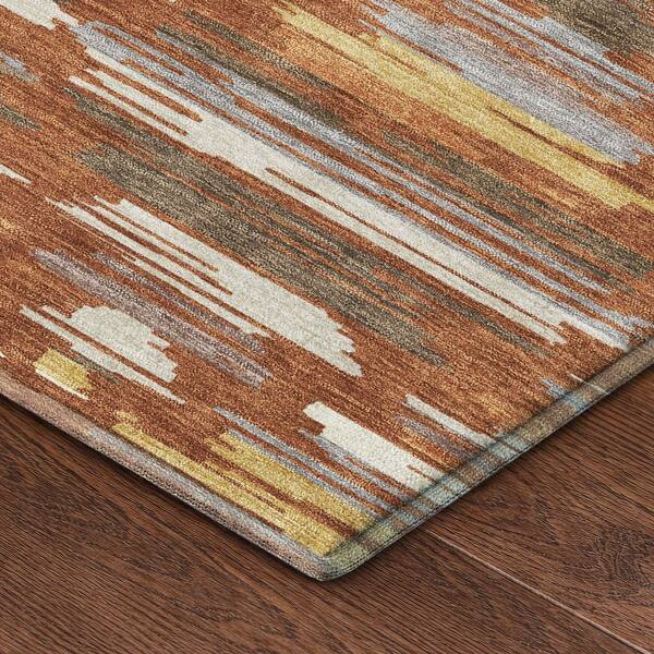 Mayfield Premium Machine Washable Abstract AMF2502 Paprika 2 ft. x 7 ft. Runner Rug