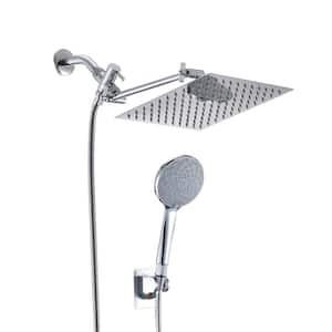 6-Spray 10 in. Wall Mount Dual Fixed and Handheld Shower Head 2.5 GPM in Chrome