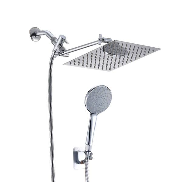 Satico 6-Spray 10 in. Wall Mount Dual Fixed and Handheld Shower Head 2. ...