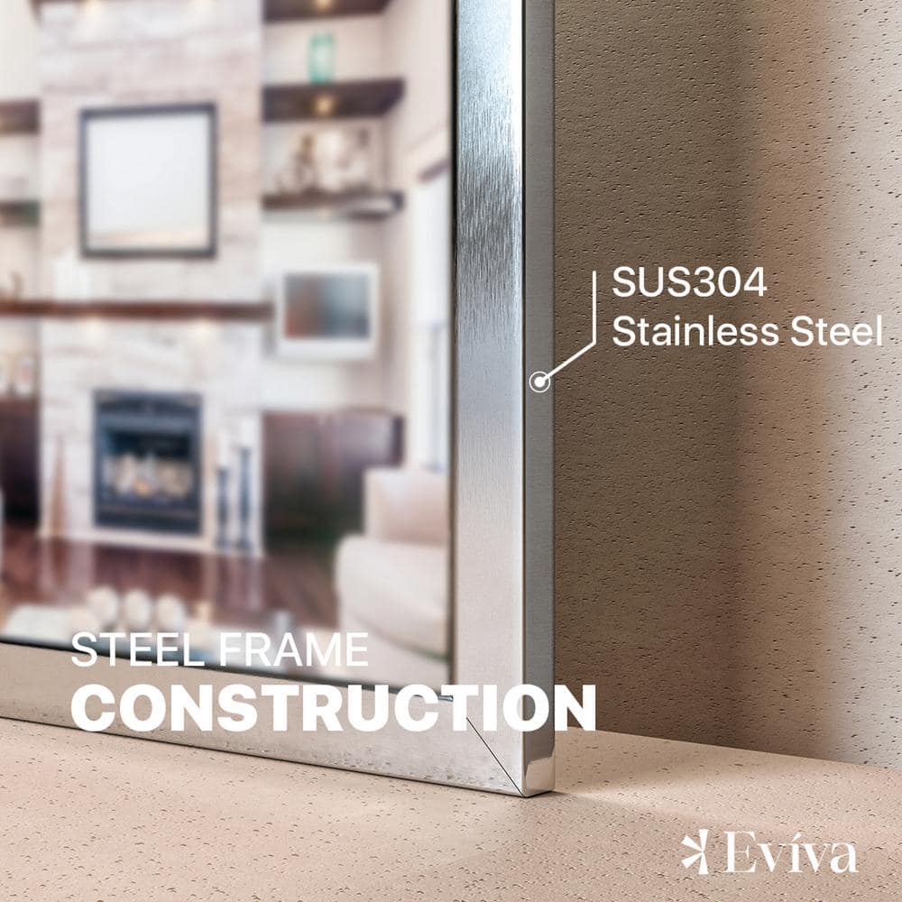 Brushed Wood Frame Rectangular 48" x 30" Wall Mirror