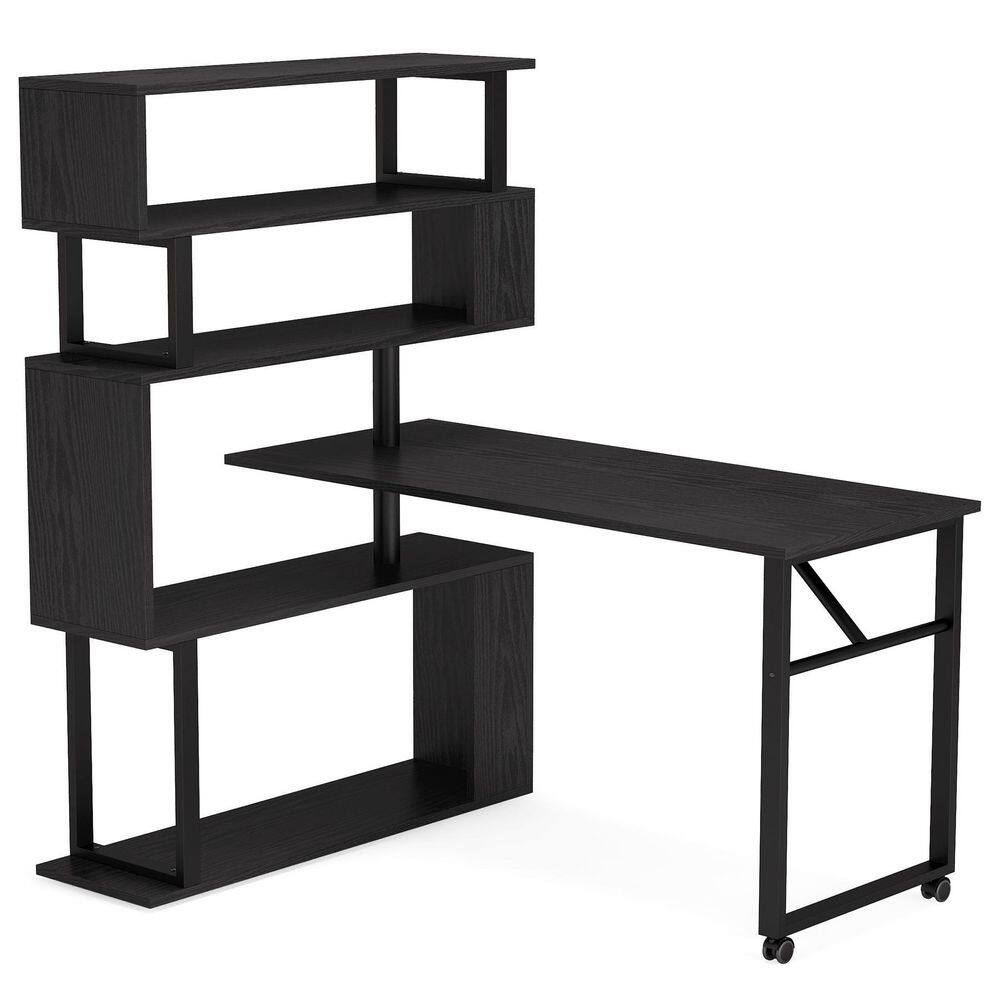 TRIBESIGNS WAY TO ORIGIN Halsey 47 in. W Reversible LShaped Black Wood