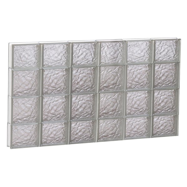 Clearly Secure 46.5 in. x 27 in. x 3.125 in. Frameless Ice Pattern Non-Vented Glass Block Window