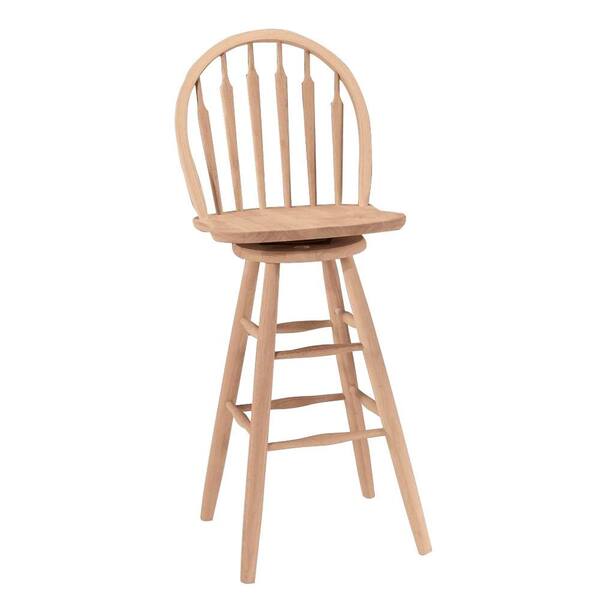 International Concepts 30 in. Unfinished Wood Swivel Bar Stool
