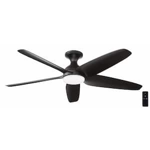 Ceva 54 in. Indoor/Outdoor Matte Black with Matte Black Blades Ceiling Fan with Adjustable White with Remote Included