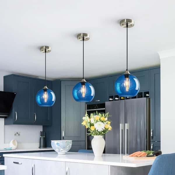ZHLWIN Home Lighting ‎60-Watts 1 Light 7.87 in. Blue Glass Pendant