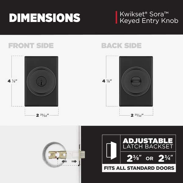 Kwikset Sora Matte Black Keyed Entry 2.19 in. Rectangle Rose Round